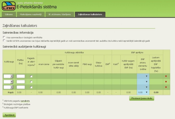 Zaļināšanas kalkulators